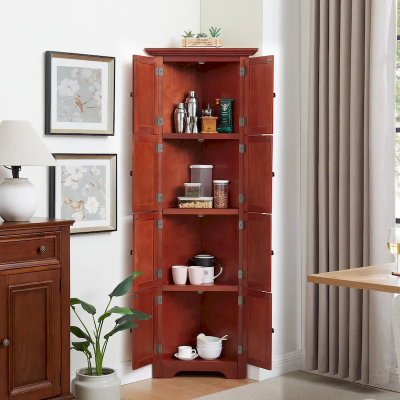 Dispensa ad angolo da cucina da 72" con 8 ante e 4 ripiani