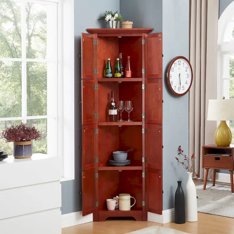 Dispensa ad angolo da cucina da 72" con 8 ante e 4 ripiani