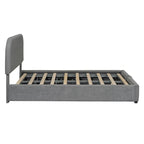 Base letto a piattaforma Full Size in pile Teddy con testiera curva e contenitore idraulico