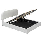 Base letto a piattaforma Full Size in pile Teddy con testiera curva e contenitore idraulico