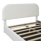 Base letto a piattaforma Full Size in pile Teddy con testiera curva e contenitore idraulico