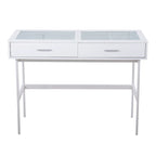 Consolle con ripiano in vetro e 2 cassetti