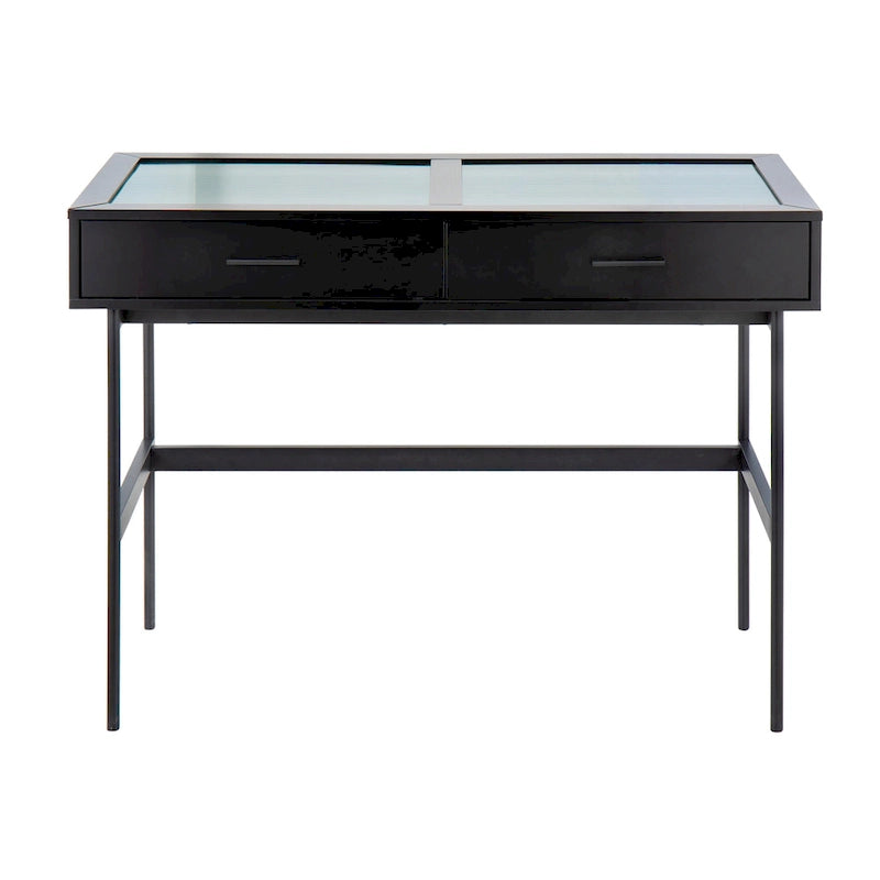 Consolle con ripiano in vetro e 2 cassetti