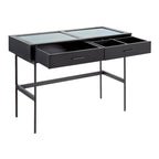 Consolle con ripiano in vetro e 2 cassetti