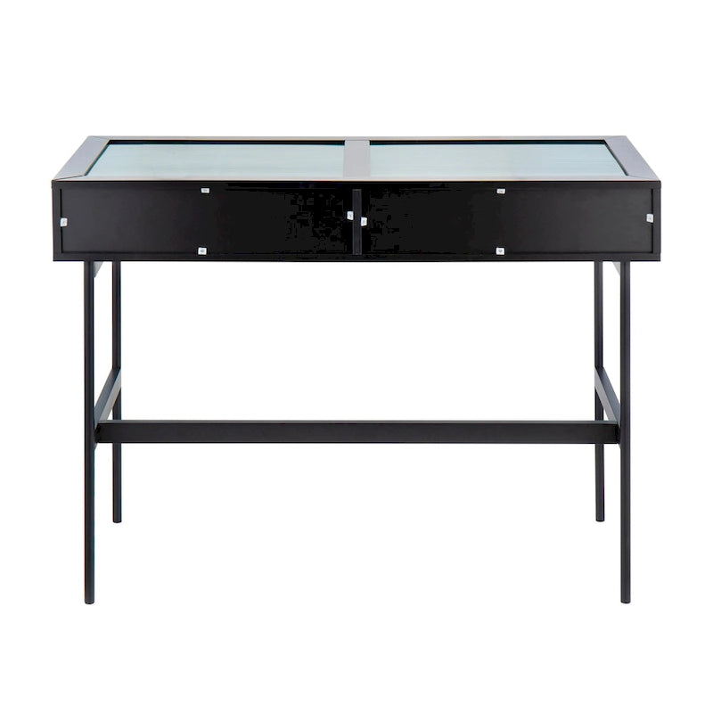 Consolle con ripiano in vetro e 2 cassetti