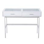 Consolle con ripiano in vetro e 2 cassetti