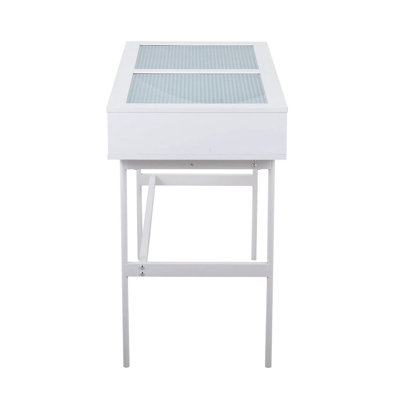 Consolle con ripiano in vetro e 2 cassetti