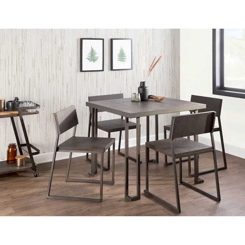 Tavolo da pranzo industriale in legno e metallo