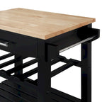 Carrello da Cucina a 4 Ripiani con Piano in Legno Massello