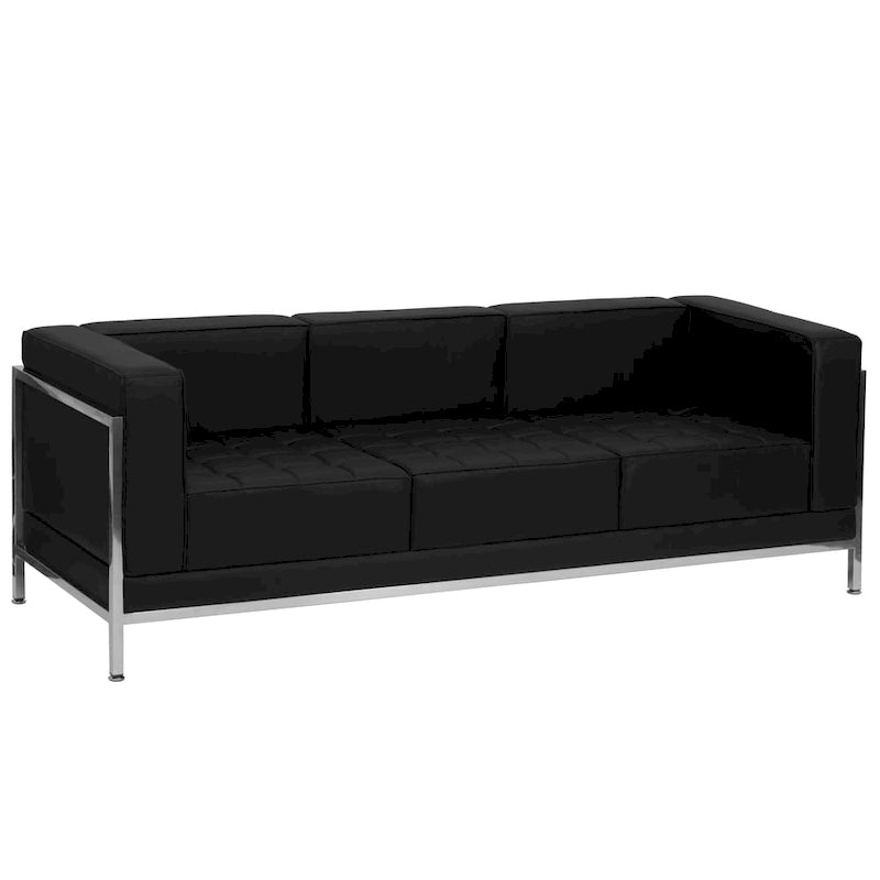 Divano modulare con seduta trapuntata e telaio in acciaio inossidabile - 79W x 28.75D x 27.25H