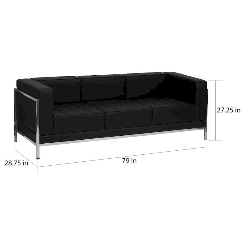 Divano modulare con seduta trapuntata e telaio in acciaio inossidabile - 79W x 28.75D x 27.25H