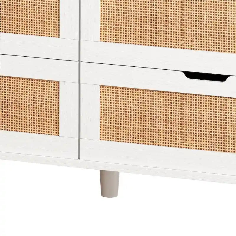 Cassettiera a 6 cassetti in rattan con striscia LED e presa di corrente