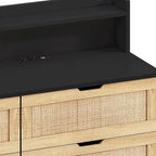 Cassettiera a 6 cassetti in rattan con striscia LED e presa di corrente