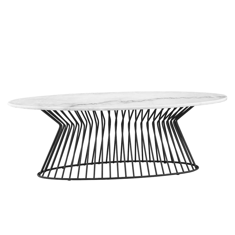 Tavolino da Caffè con Piano in Marmo Bianco/Nero