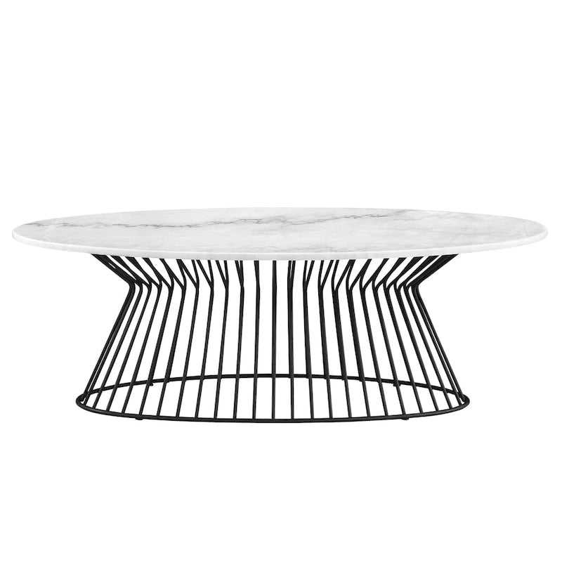 Tavolino da Caffè con Piano in Marmo Bianco/Nero