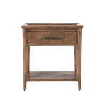 Tavolino comodino a 1 cassetto - Legno massello, Finitura marrone naturale