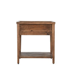 Tavolino comodino a 1 cassetto - Legno massello, Finitura marrone naturale