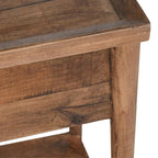 Tavolino comodino a 1 cassetto - Legno massello, Finitura marrone naturale