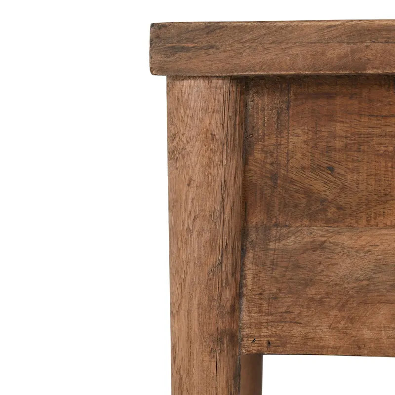 Tavolino comodino a 1 cassetto - Legno massello, Finitura marrone naturale