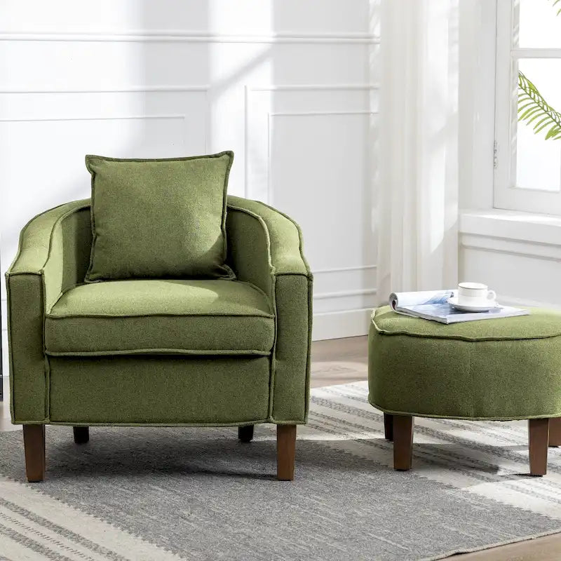 Poltrona a botte imbottita con pouf
