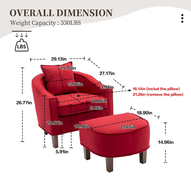 Poltrona a botte imbottita con pouf
