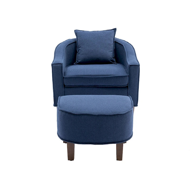 Poltrona a botte imbottita con pouf