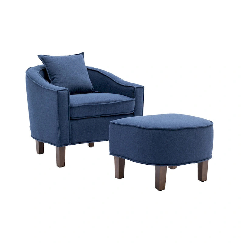 Poltrona a botte imbottita con pouf