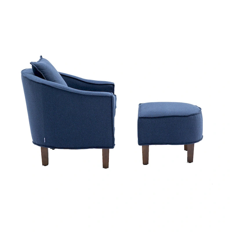 Poltrona a botte imbottita con pouf
