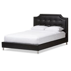 Letto a piattaforma in ecopelle con testiera imbottita