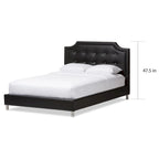 Letto a piattaforma in ecopelle con testiera imbottita