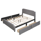 Letto a piattaforma Queen Size con testiera imbottita e cassetti contenitore