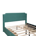 Letto a piattaforma Queen Size con testiera imbottita e cassetti contenitore
