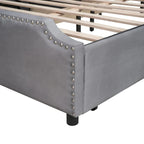 Letto a piattaforma Queen Size con testiera imbottita e cassetti contenitore