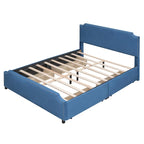 Letto a piattaforma Queen Size con testiera imbottita e cassetti contenitore