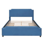Letto a piattaforma Queen Size con testiera imbottita e cassetti contenitore