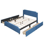 Letto a piattaforma Queen Size con testiera imbottita e cassetti contenitore