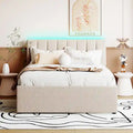 Letto a piattaforma imbottito con letto estraibile e illuminazione a LED