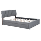 Letto a piattaforma imbottito con letto estraibile e illuminazione a LED