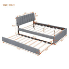 Letto a piattaforma imbottito con letto estraibile e illuminazione a LED