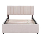 Letto a piattaforma imbottito con letto estraibile e illuminazione a LED