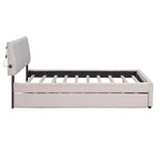 Letto a piattaforma imbottito con letto estraibile e illuminazione a LED