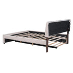 Letto a piattaforma imbottito con letto estraibile e illuminazione a LED