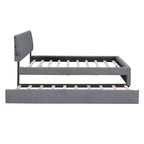 Letto a piattaforma imbottito con letto estraibile e illuminazione a LED