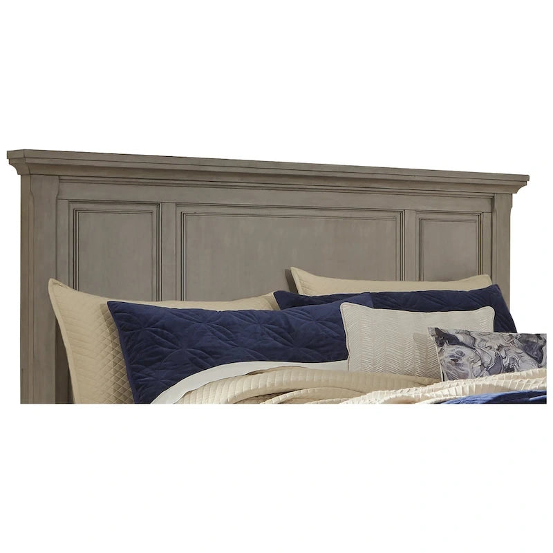 Letto con contenitore a pannelli grigio chiaro e cassetti sulla pediera