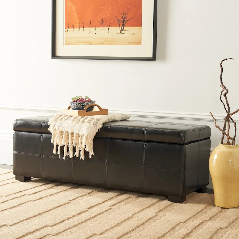 Panca contenitore con rivestimento in pelle bicast - 119 cm L x 46 cm P x 43 cm H
