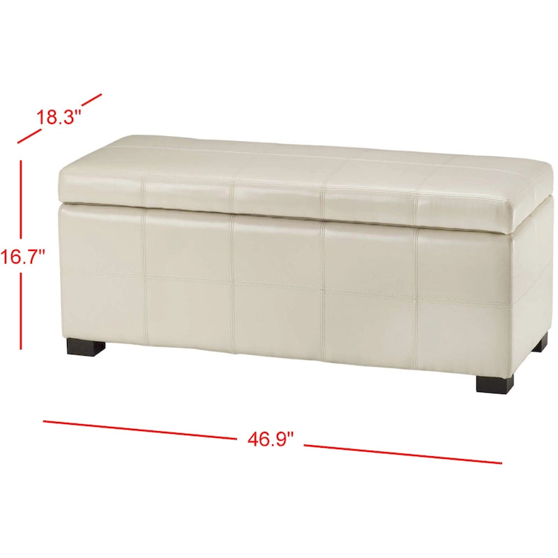Panca contenitore con rivestimento in pelle bicast - 119 cm L x 46 cm P x 43 cm H