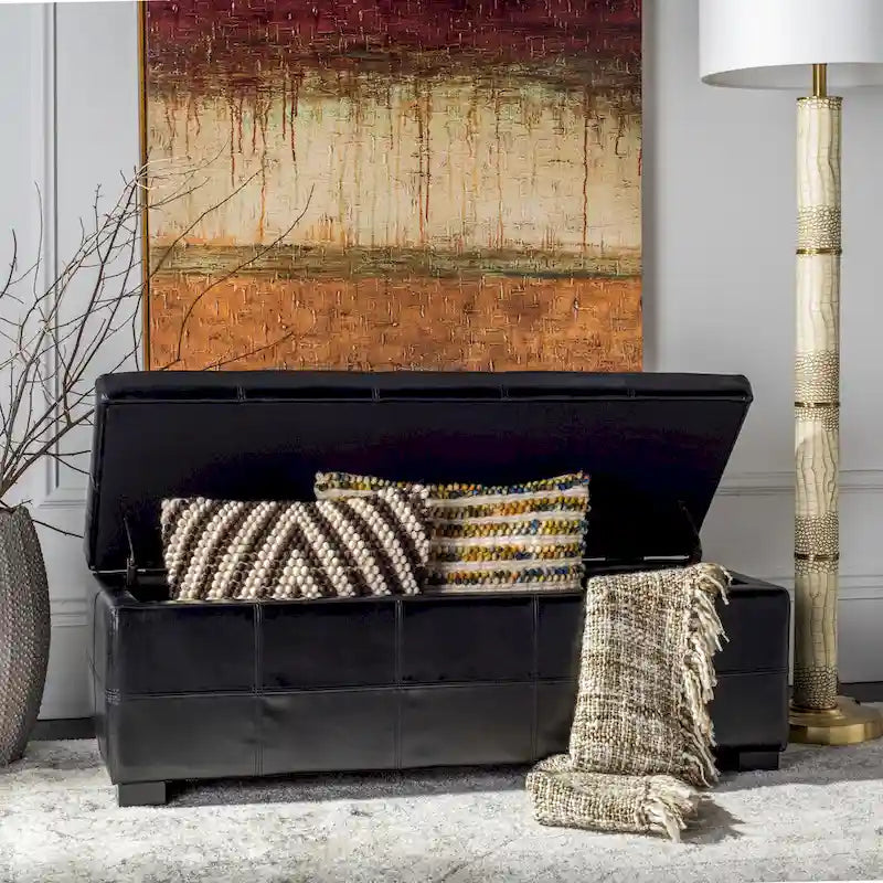 Panca contenitore con rivestimento in pelle bicast - 119 cm L x 46 cm P x 43 cm H