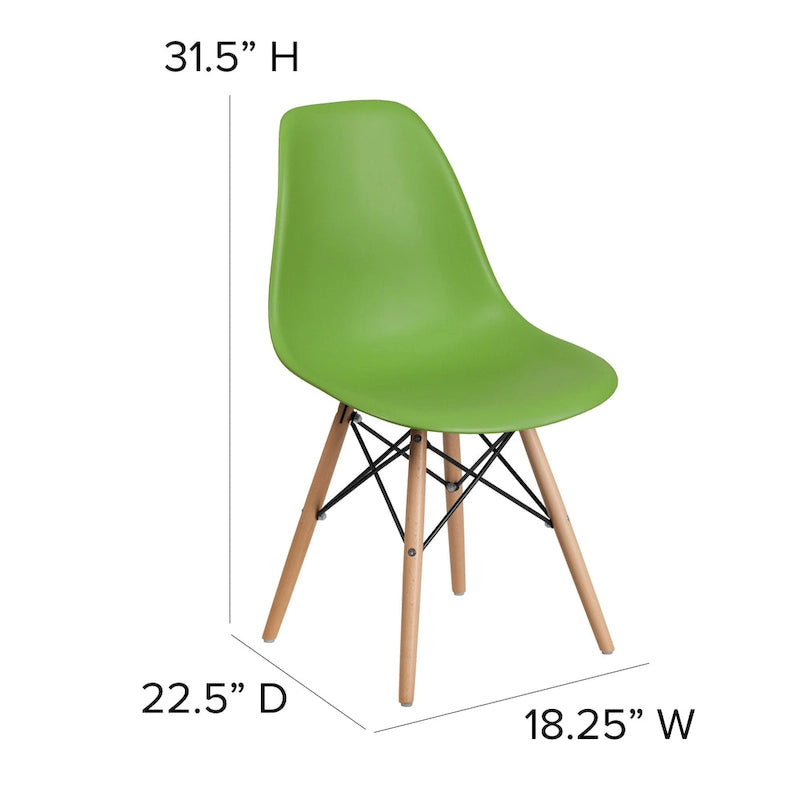 Sedia in plastica con gambe in legno