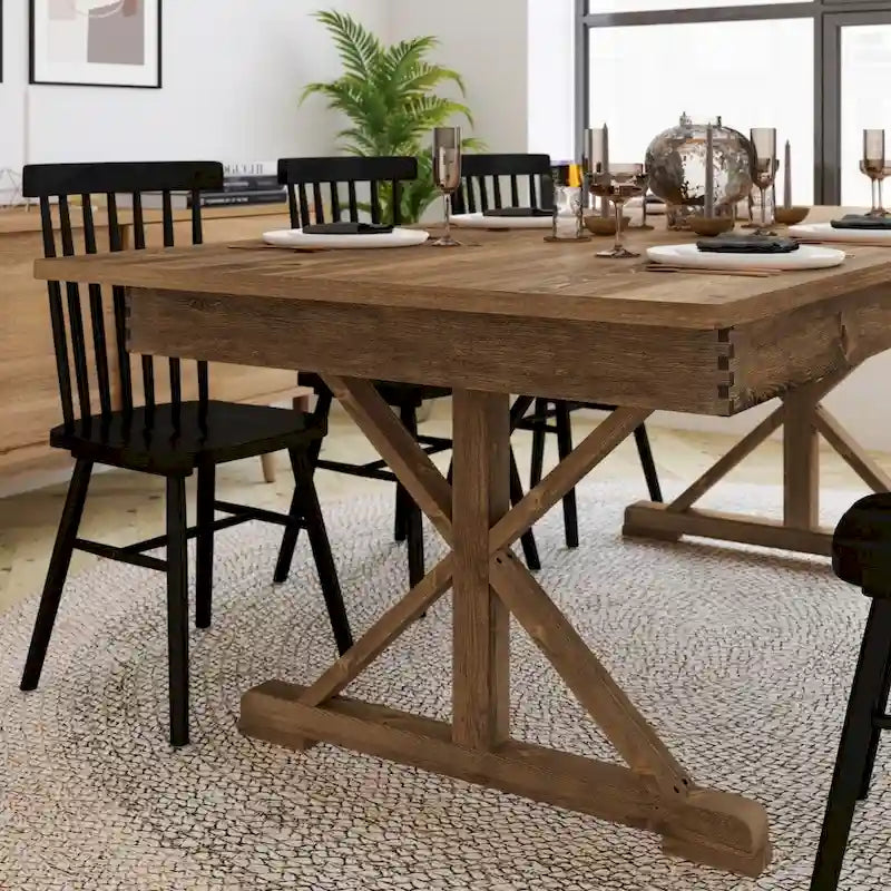 Tavolo da pranzo pieghevole rettangolare in pino massello 213 cm x 102 cm