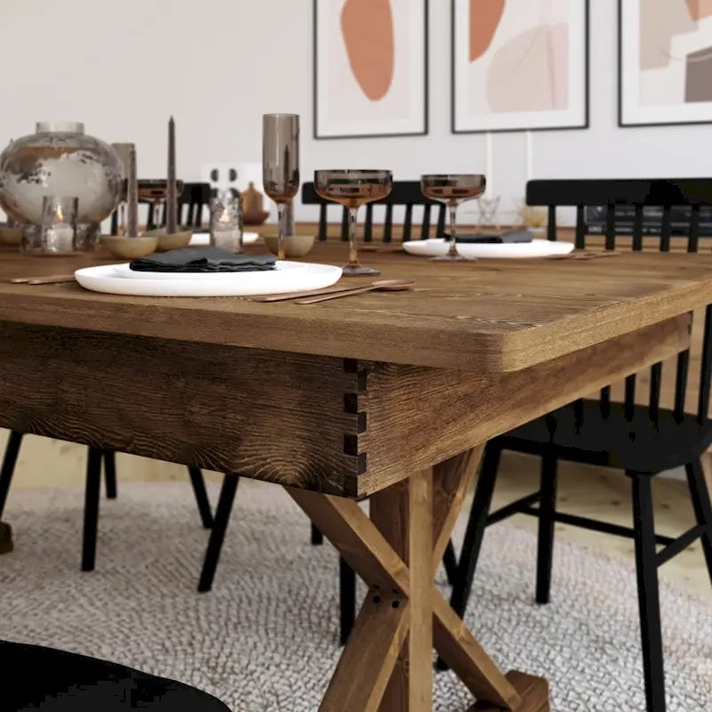 Tavolo da pranzo pieghevole rettangolare in pino massello 213 cm x 102 cm
